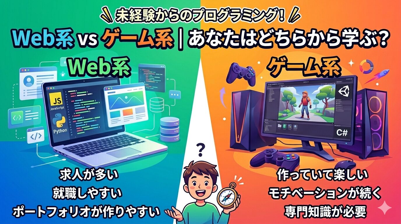 Web系とゲーム系、どっちから学ぶ？未経験者のための分野選びガイド